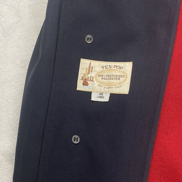 Harbor Master Trench Coat Mens Size 46 Navy Blue Wool Liner Made In USA - Picture 7 of 9